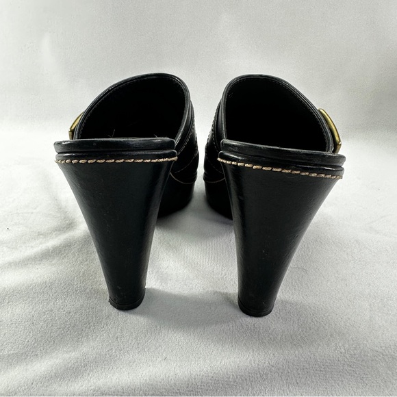 Coach Candace Buckle Mules Clogs Vintage Grunge Y2K Business Black Leather - Picture 8 of 10